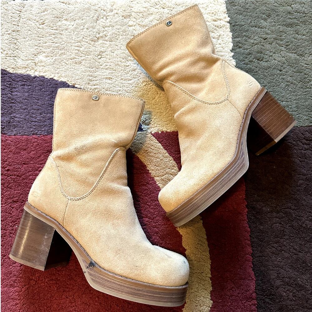 Vintage Skechers Somethin Else Suede Chunky Retro Ankle Platform Boots Y2K 90s